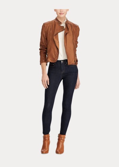 Women's Ralph Lauren Leather Moto Jackets | 932785KRA